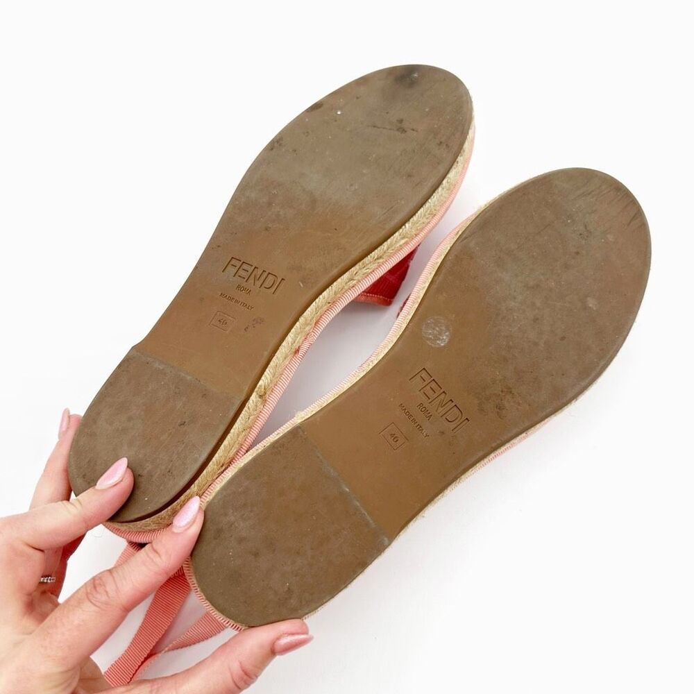FENDI Pink Canvas FF Forever FENDI Flats Size 40 Us 9.5-10 Ankle Wrap Espadrille - Picture 10 of 13